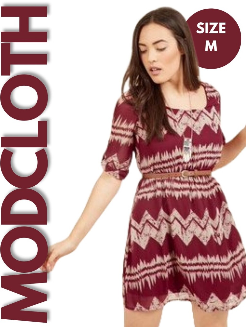 ModCloth Mountain Dwelling Burgundy Red Dress Size M